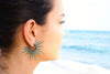 oxidized sterling silver earrings with powder coated spikes on model