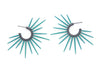 oxidized silver and teal spike hoop earrings