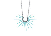black and seafoam colored powder coated sea urchin spine necklace