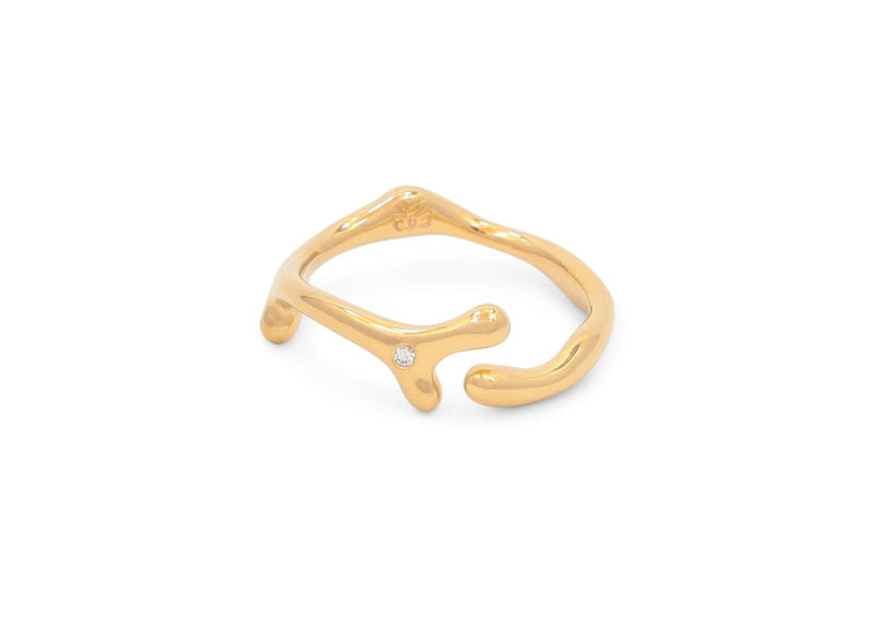 gold seaweed ring with diamond