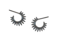 oxidized-sterling-silver-spiky-huggie-earrings