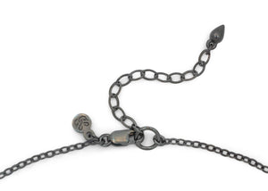 oxidized silver lobster clasp with extension chain and pear element