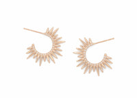 spiky rose gold sea urchin earrings with pave set diamonds