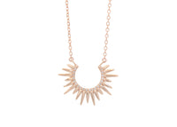 spiky solid rose gold urchin necklace with diamonds