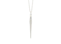 small silver sea urchin spine necklace with single diamond