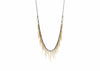 oxidized silver fringe necklace with solid 14k gold spikes