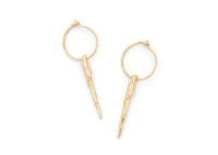 small gold hoop earrings with shell dangle