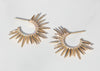 spiky 14k gold urchin earrings with pave set diamonds