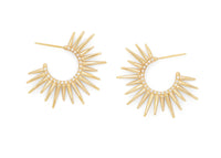 14k yellow gold spiky urchin earrings with pave set diamonds