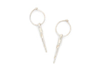 small silver hoop earrings with shell dangle