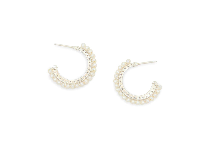freshwater pearl vermeil hoop earrings